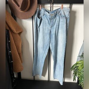 Ann Taylor LOFT light wash distressed boyfriend baggy stretch denim jeans